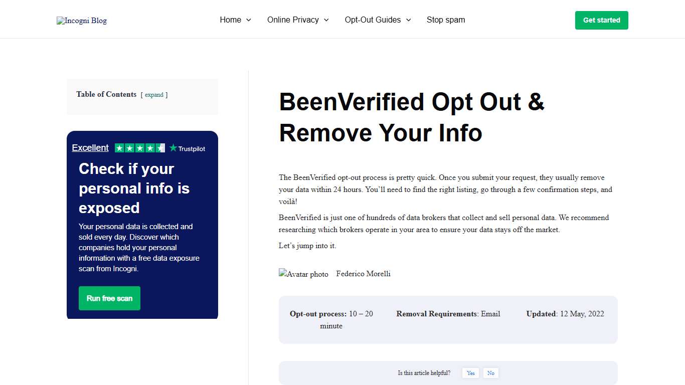 BeenVerified Opt Out & Remove Your Info [2026] Incogni